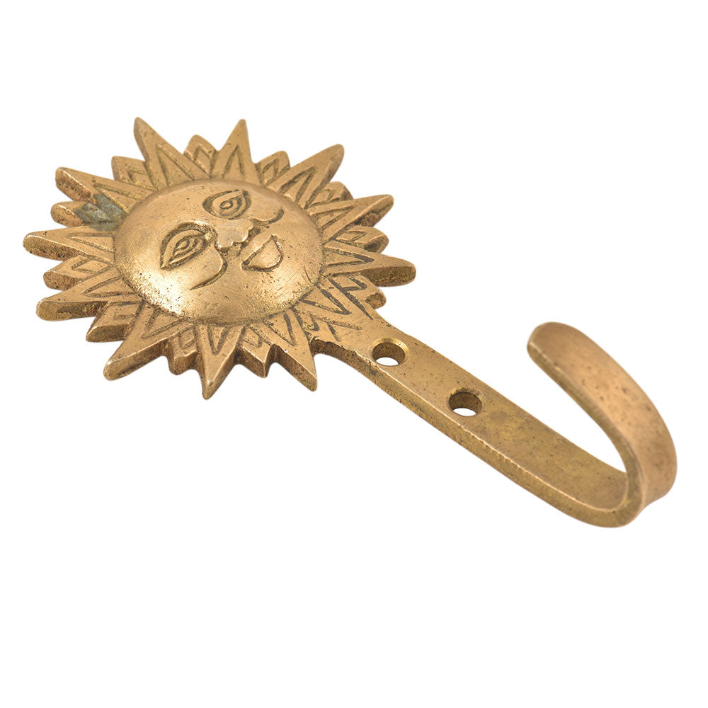 Brass Sun Wall Hook - golden